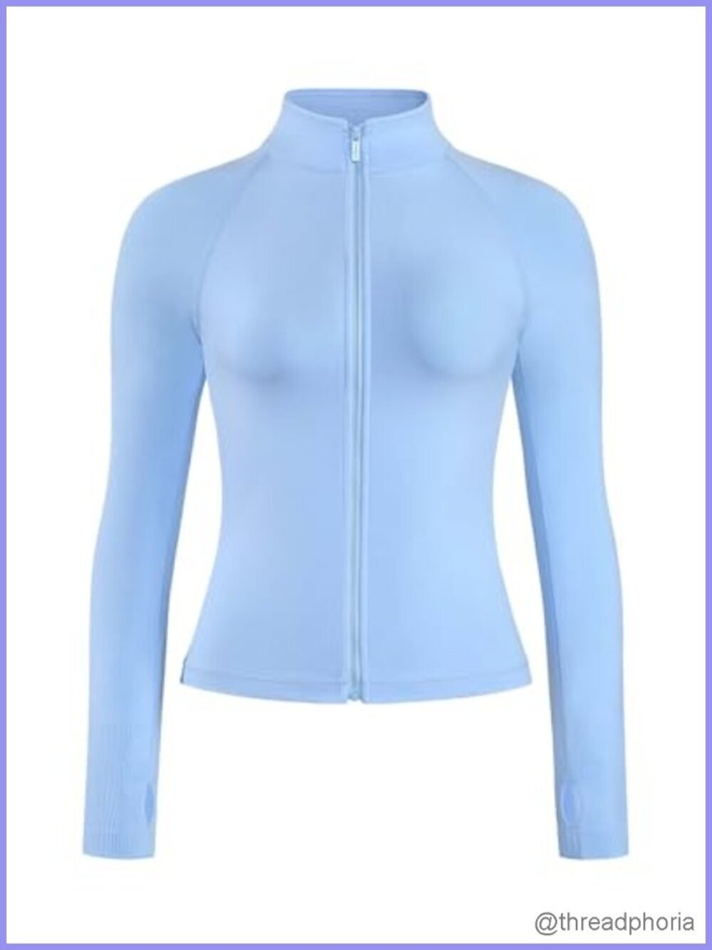 Lightweight Full Zip Workout Jacket with Thumb Holes Slim Fit